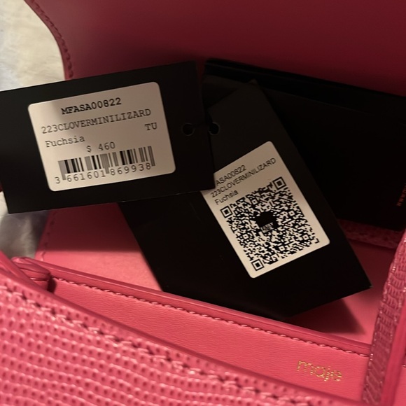 Maje pink lizard embossed Clover Bag BNWT - Picture 11 of 11